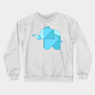 Blue origami elephant Crewneck Sweatshirt